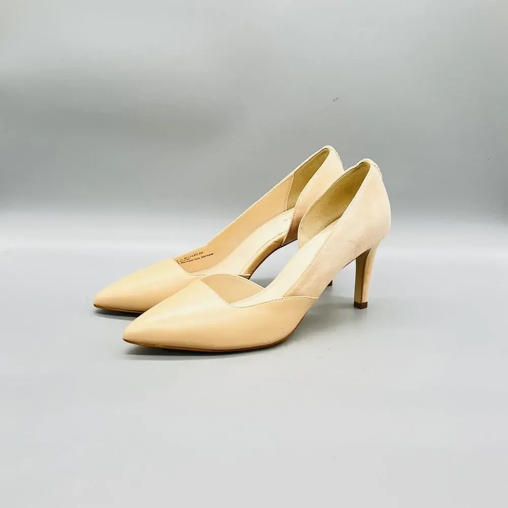 Cole Haan Shoes Womens 9 Beige Leather Suede Colorblock Pumps Pointed Toe Heels